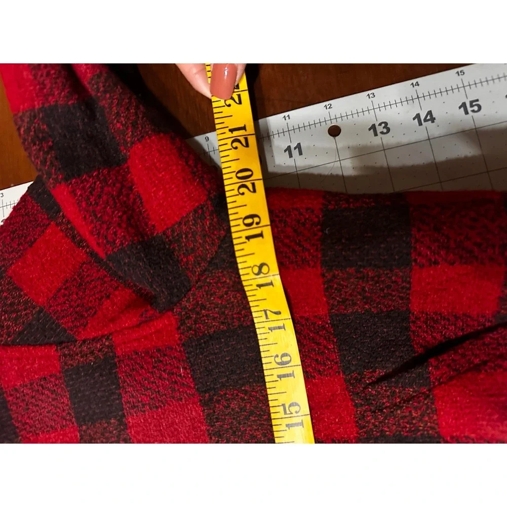 Talbots Collection Red Black Buffalo Plaid Cropped Wool Blend Blazer Jacket SZ 6